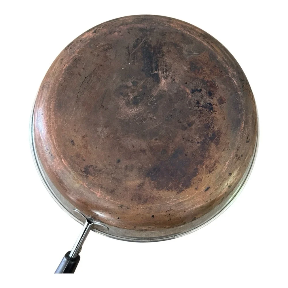 Vintage 1801 Revere Ware Copper Clad 10 inch Skillet‎ Fry Pan Lid USA